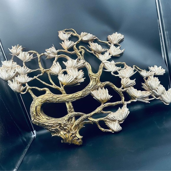 VINTAGE 1972 RESIN SYROCO FLOWERING BONSAI TREE LARGE WALL HANGING BEAUTIFUL - Picture 1 of 5